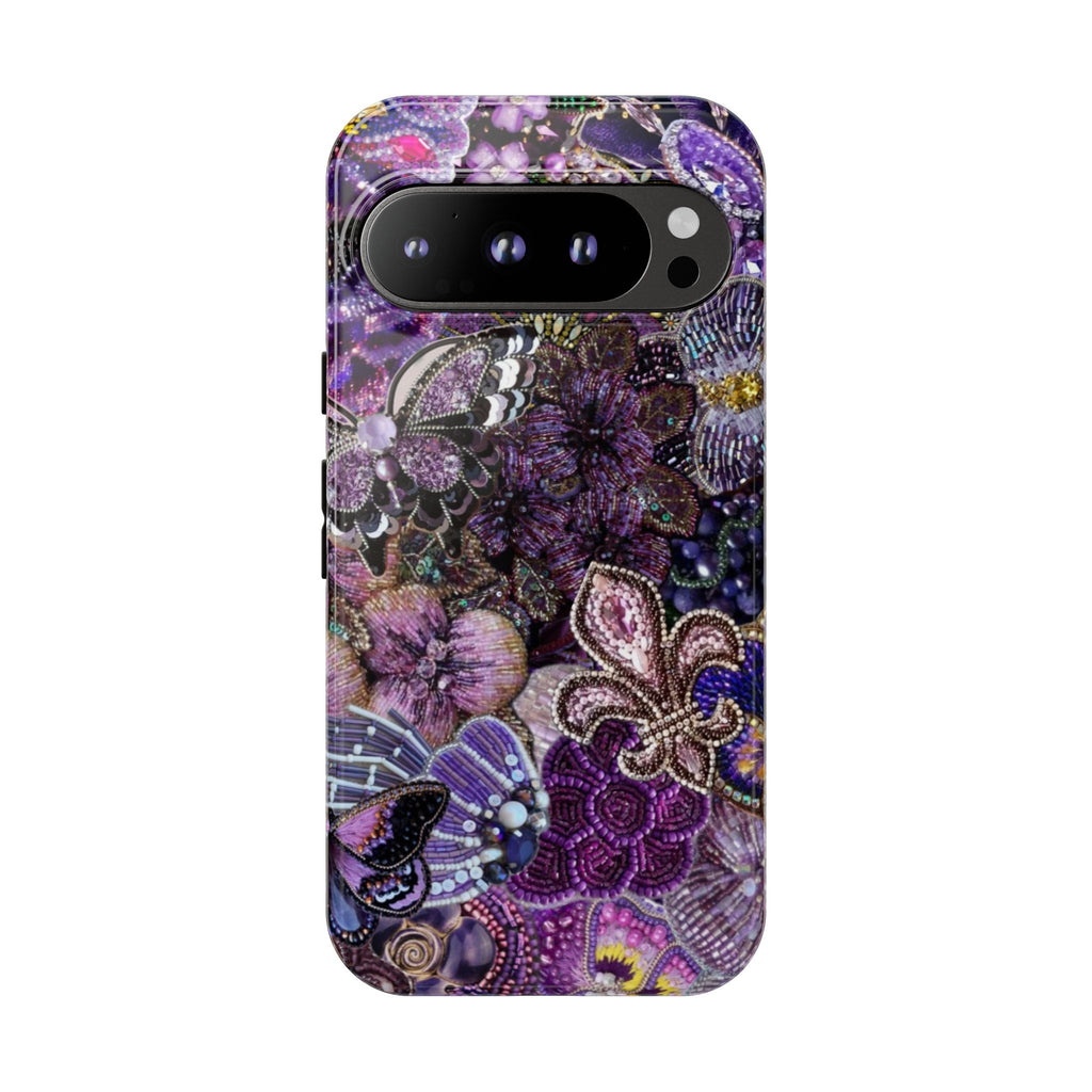 Purple Fleur-de-Lis Floral Tough Phone Case