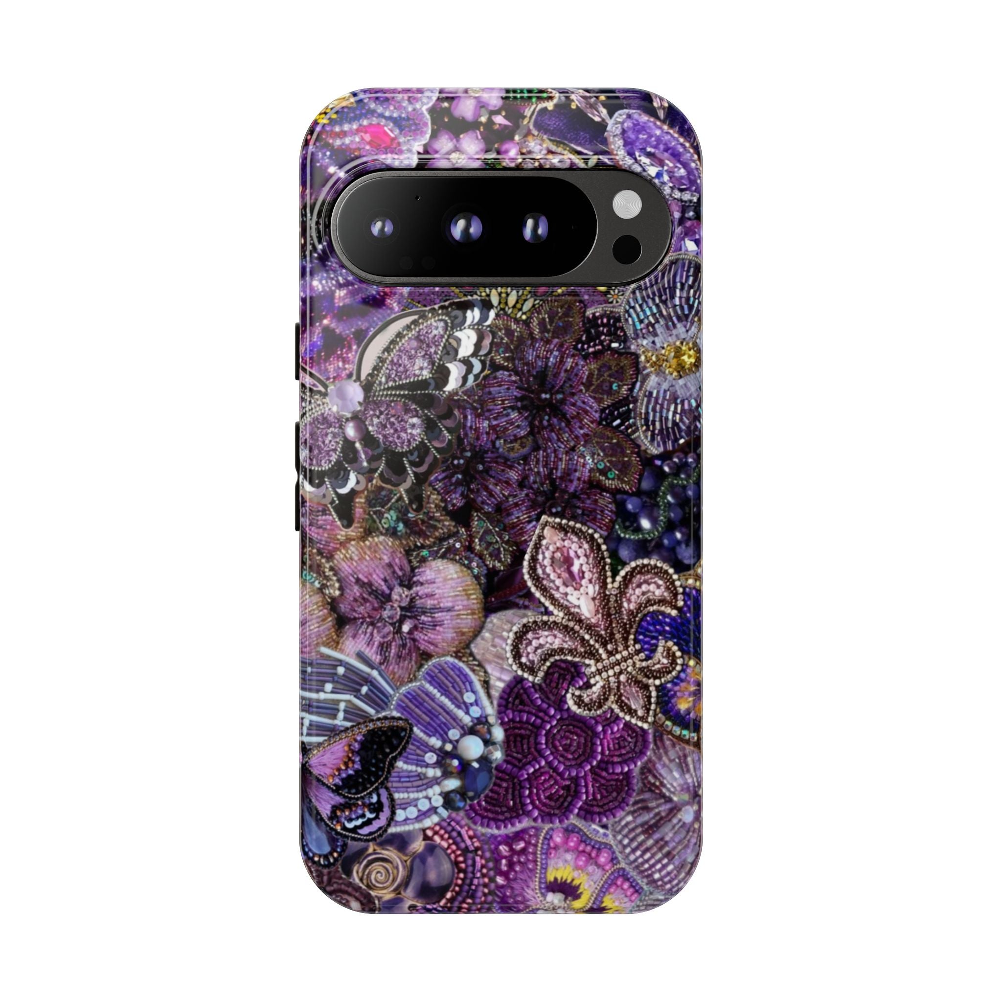 Purple Fleur-de-Lis Floral Tough Phone Case