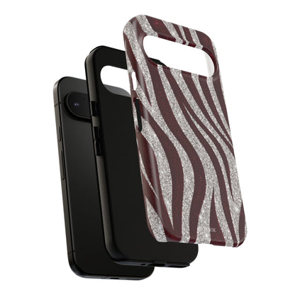 Burgundy Zebra Glitter Tough Case