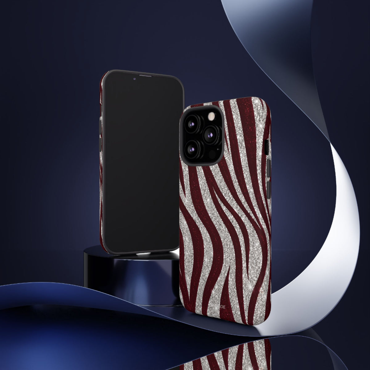 Burgundy Zebra Glitter Tough Case