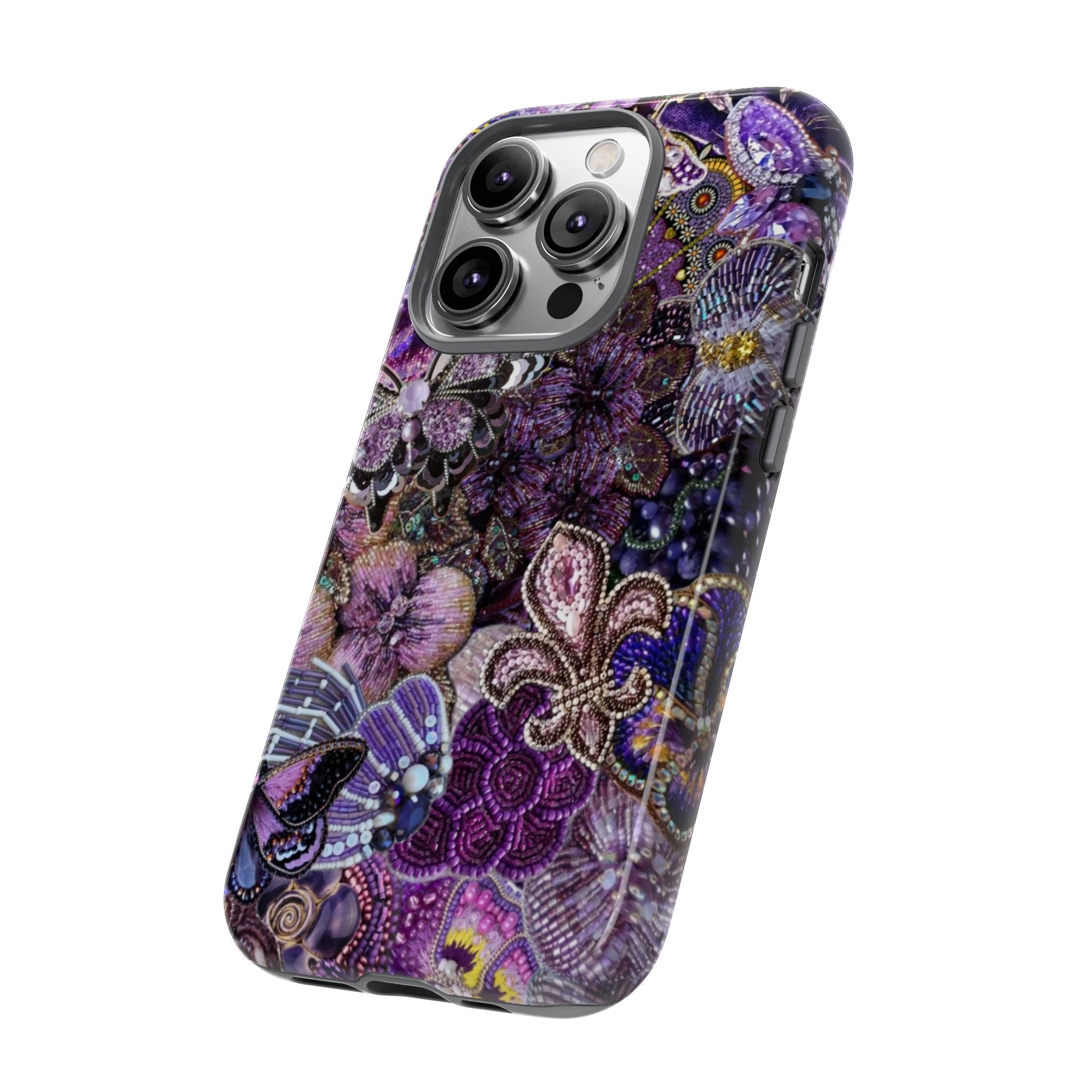Purple Fleur-de-Lis Floral Tough Phone Case