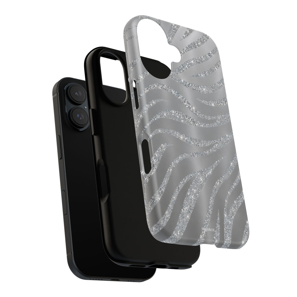Silver Glitter Zebra Tough Case