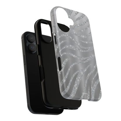 Silver Glitter Zebra Tough Case