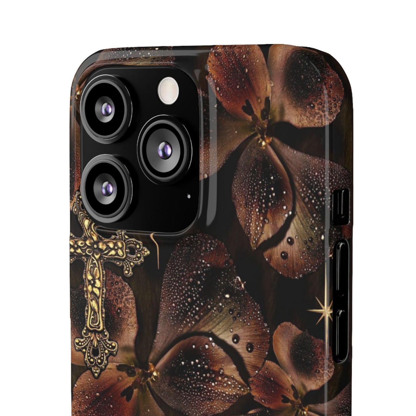 Brown Floral Cross Case