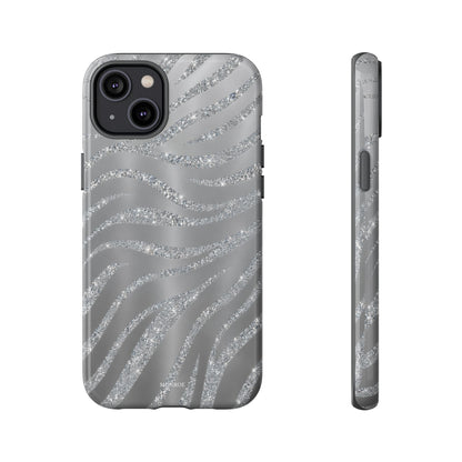 Silver Glitter Zebra Tough Case