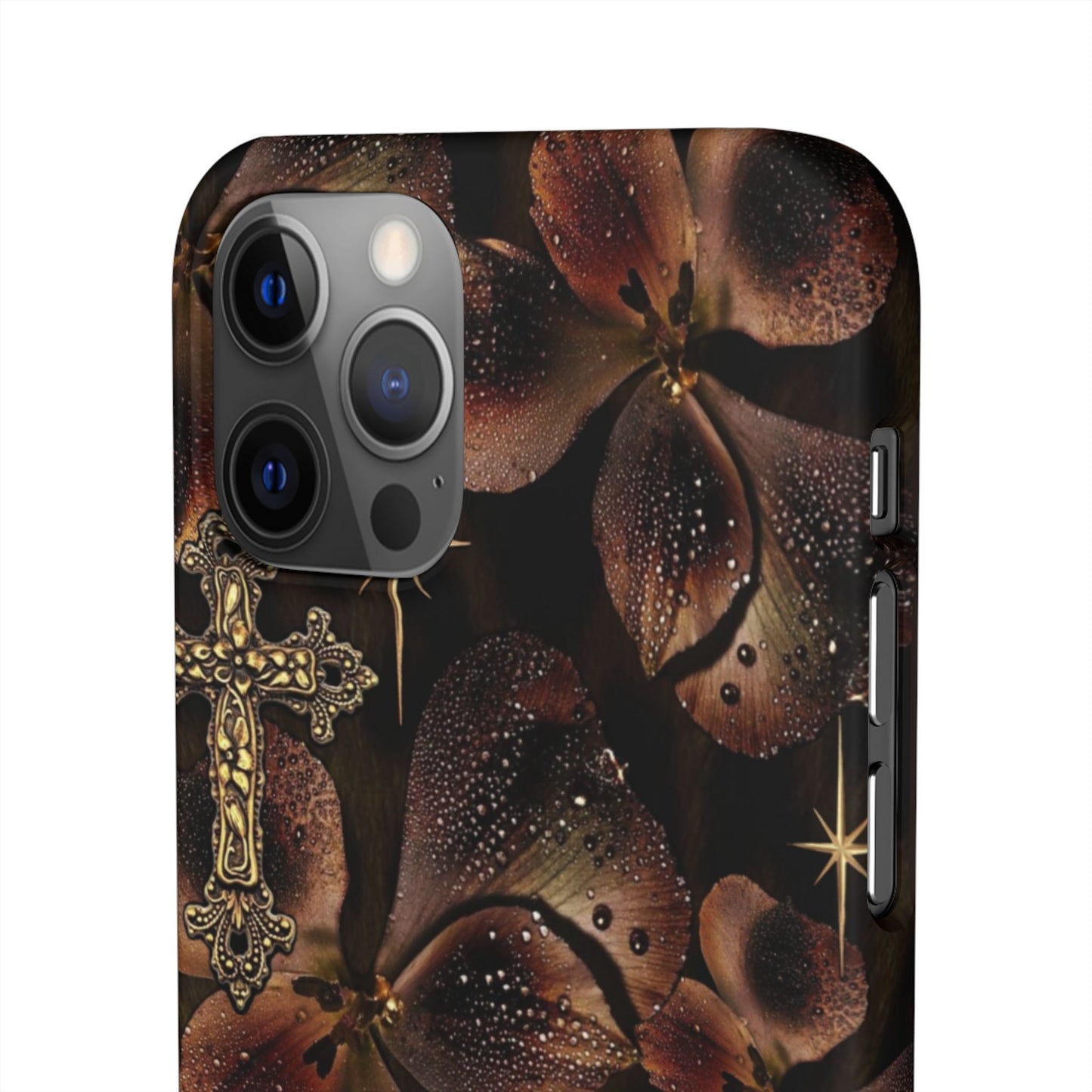 Brown Floral Cross Case