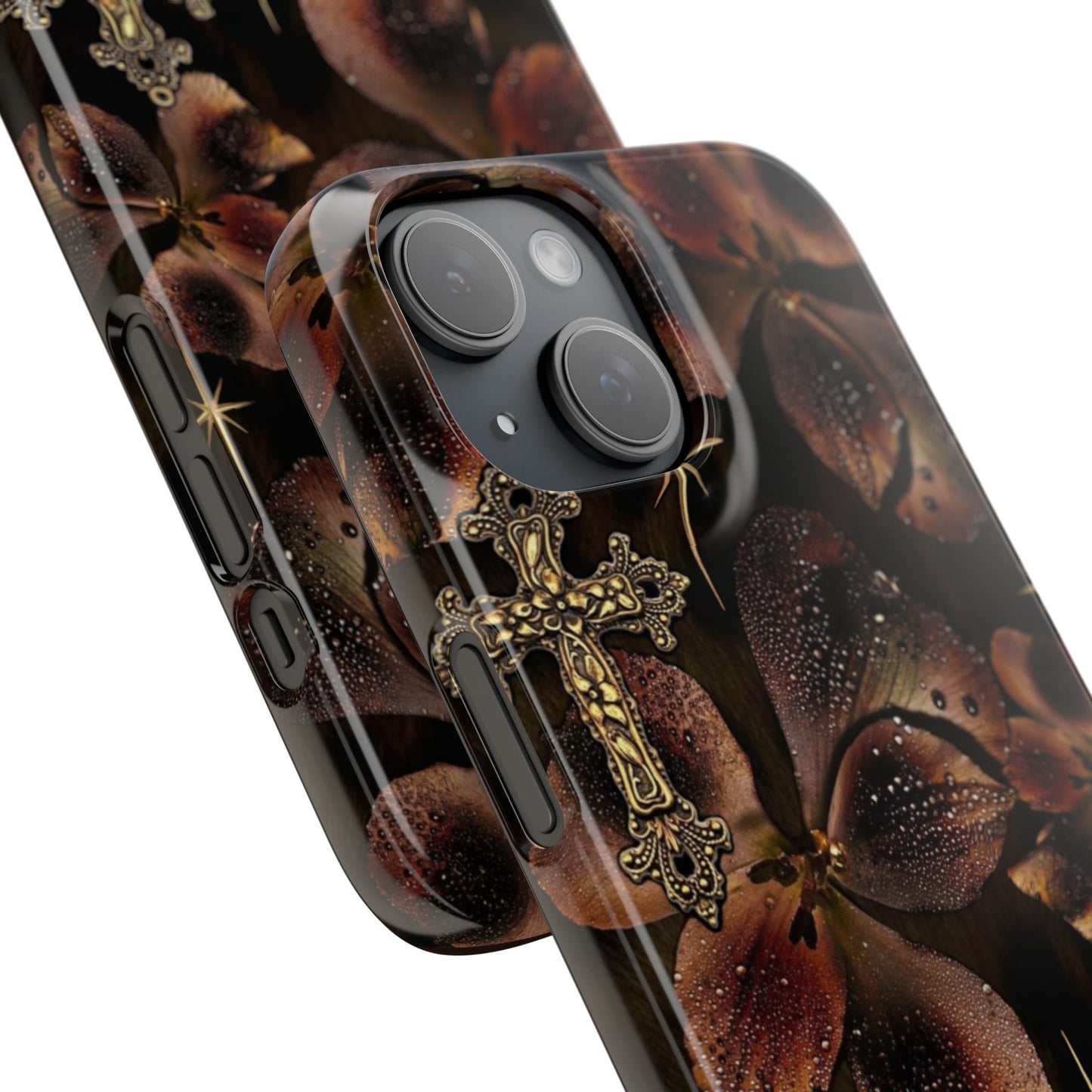 Brown Floral Cross Case