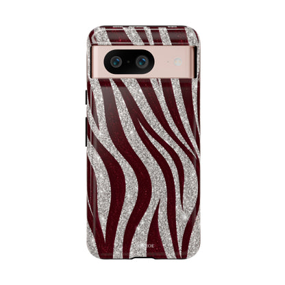 Burgundy Zebra Glitter Tough Case