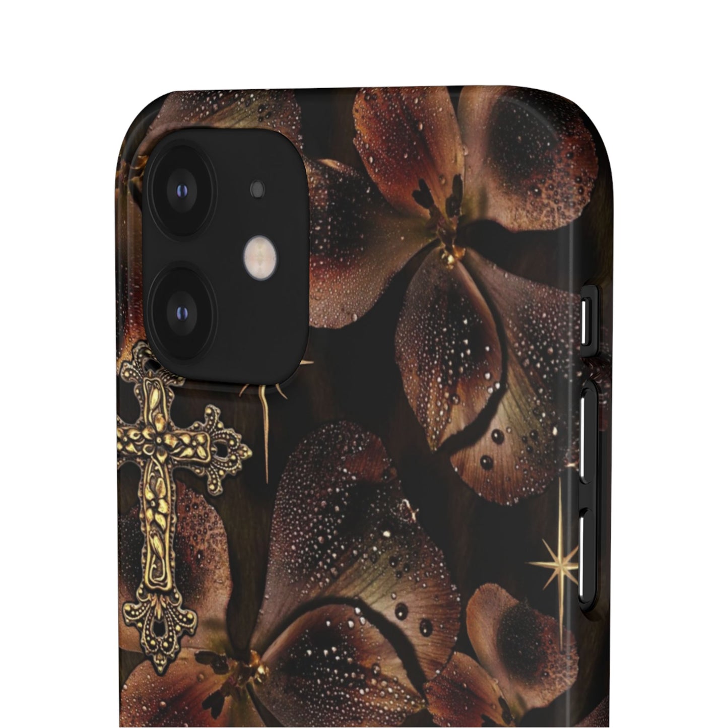 Brown Floral Cross Case