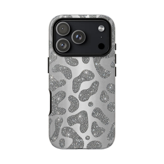 Silver Glitter Leopard Tough Case