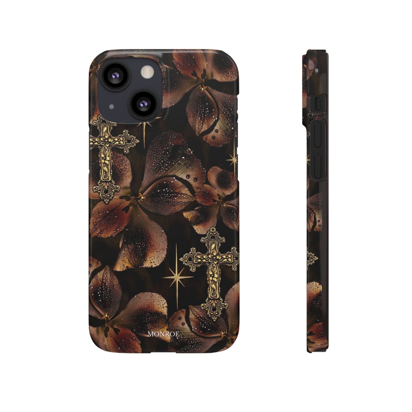 Brown Floral Cross Case