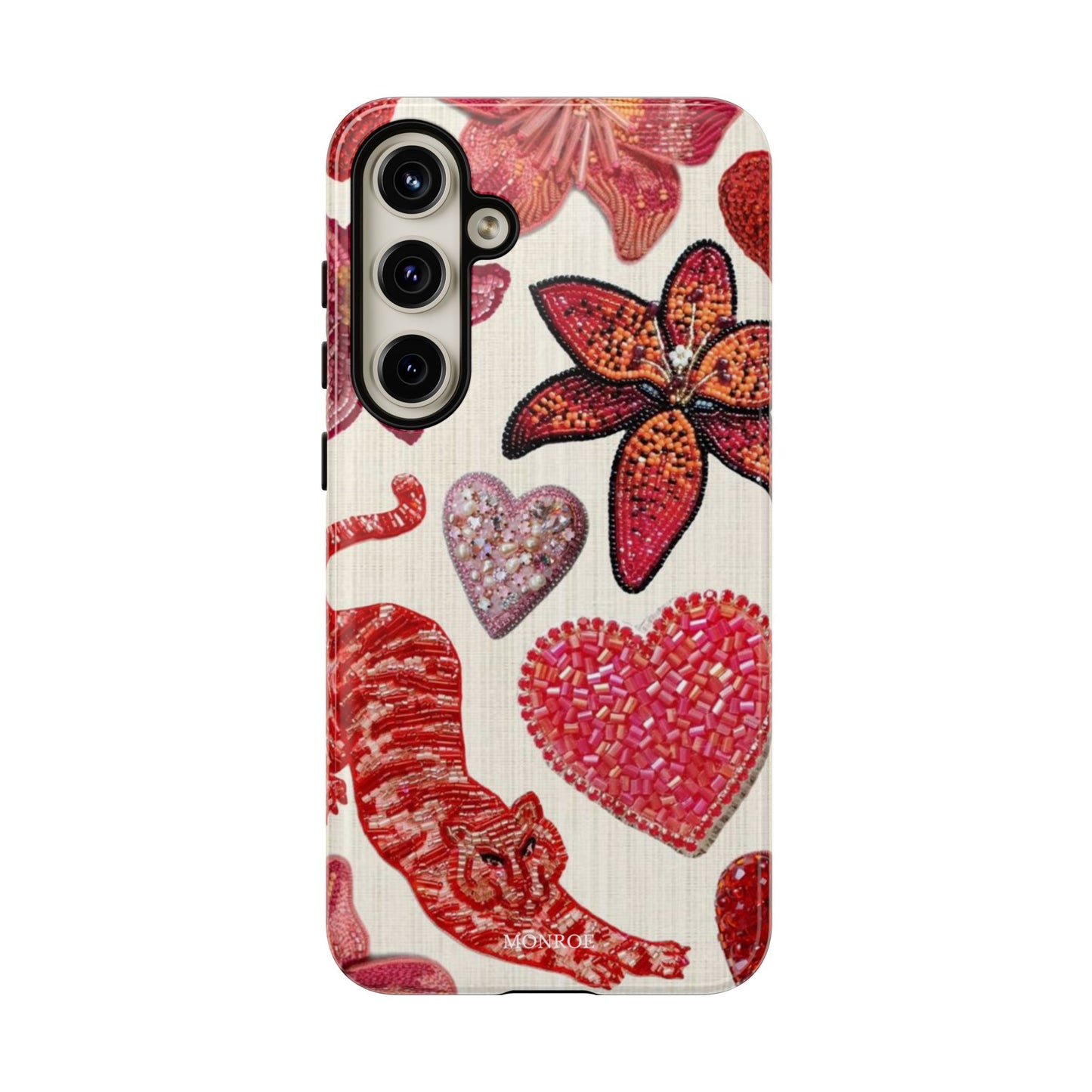 Floral & Heart Pattern Tough Case