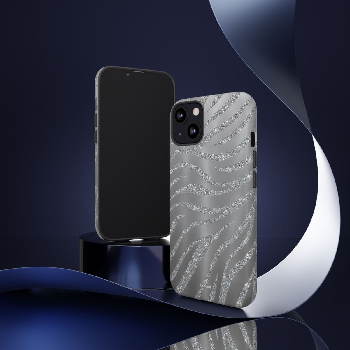 Silver Glitter Zebra Tough Case