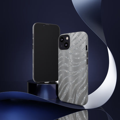Silver Glitter Zebra Tough Case