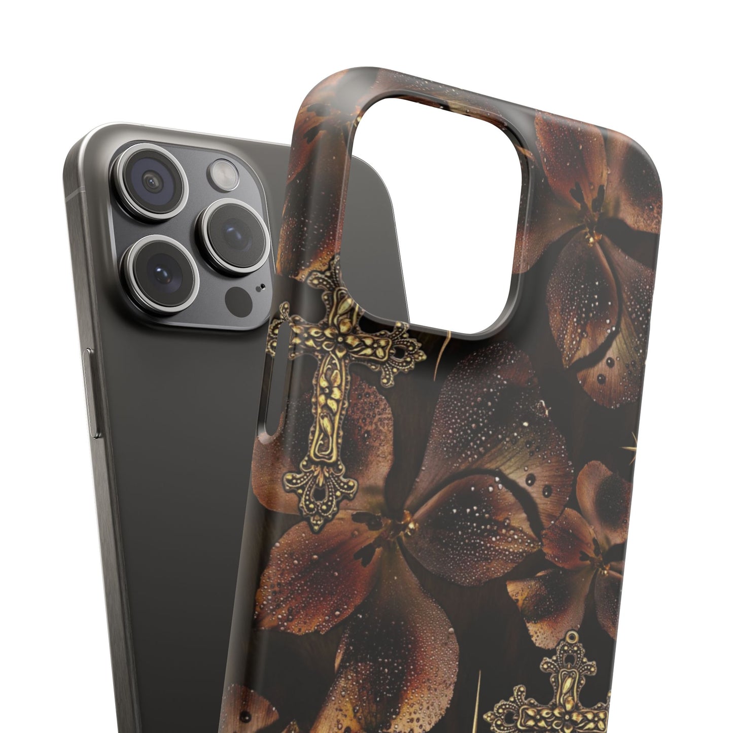 Brown Floral Cross Case