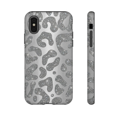Silver Glitter Leopard Tough Case