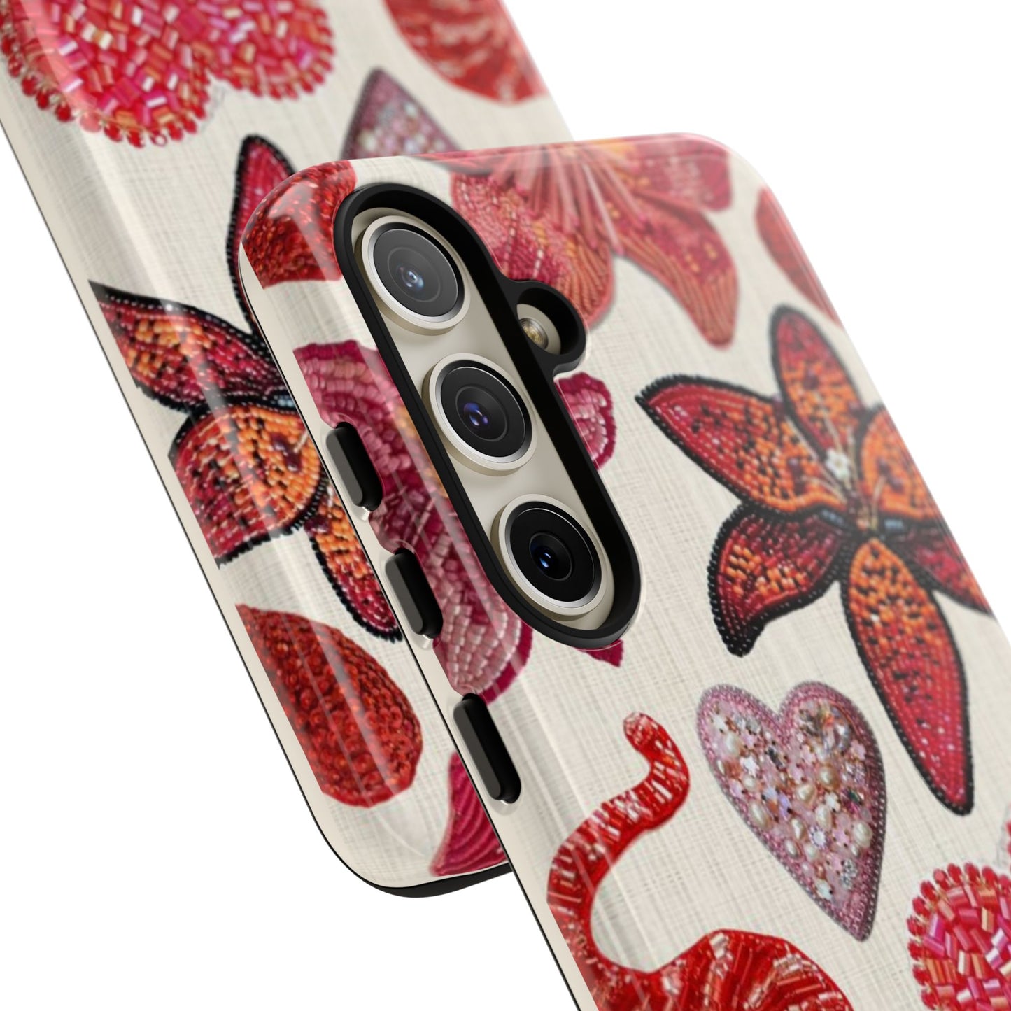 Floral & Heart Pattern Tough Case