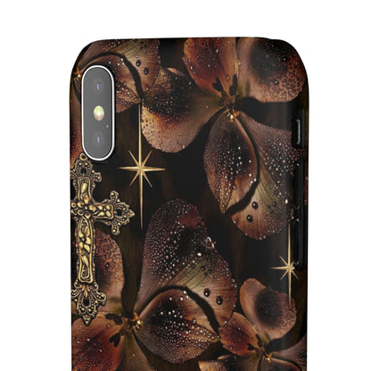 Brown Floral Cross Case