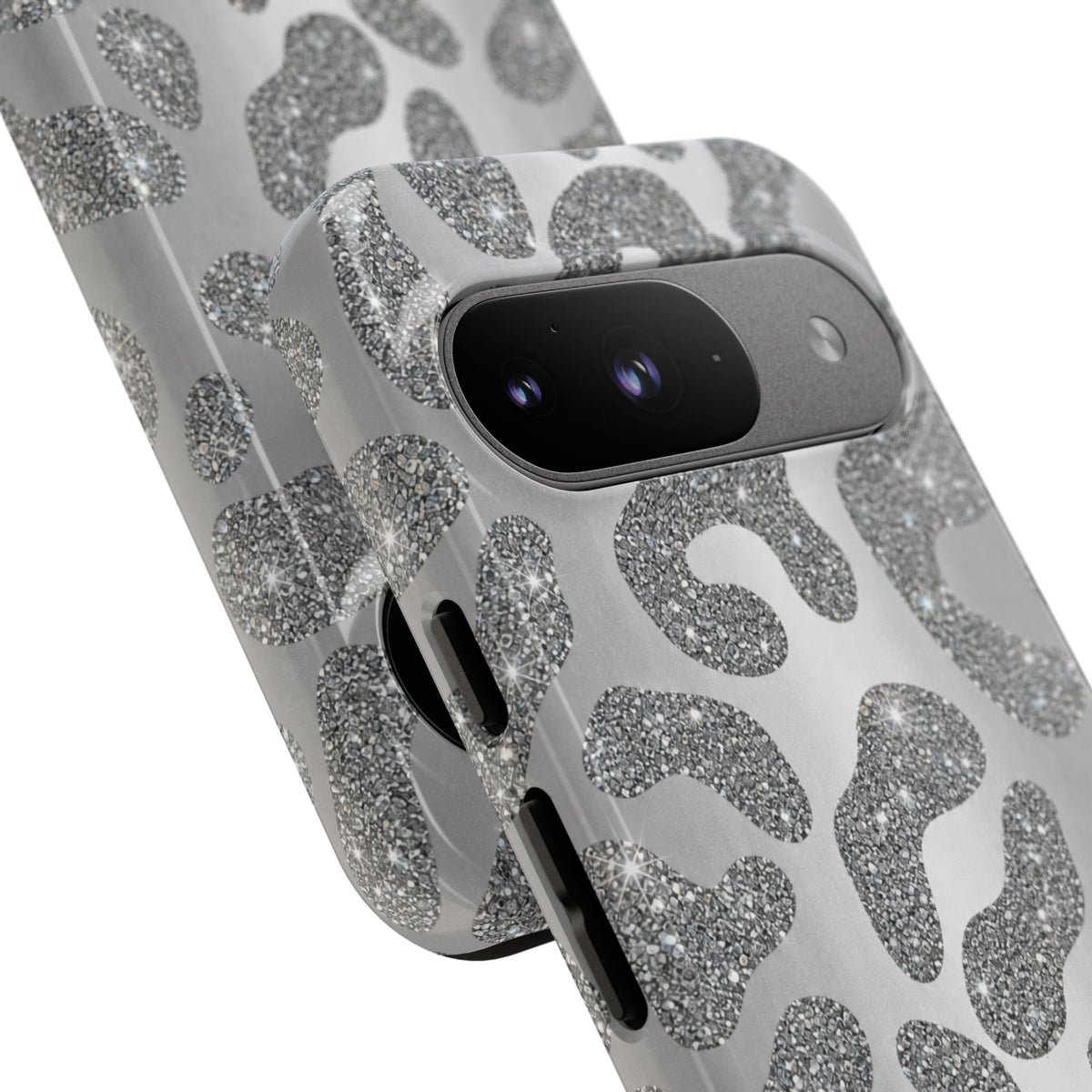 Silver Glitter Leopard Tough Case