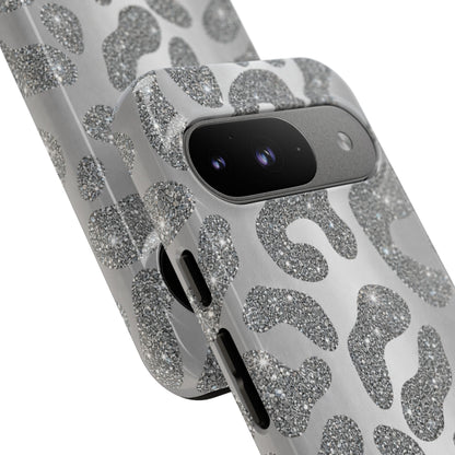 Silver Glitter Leopard Tough Case