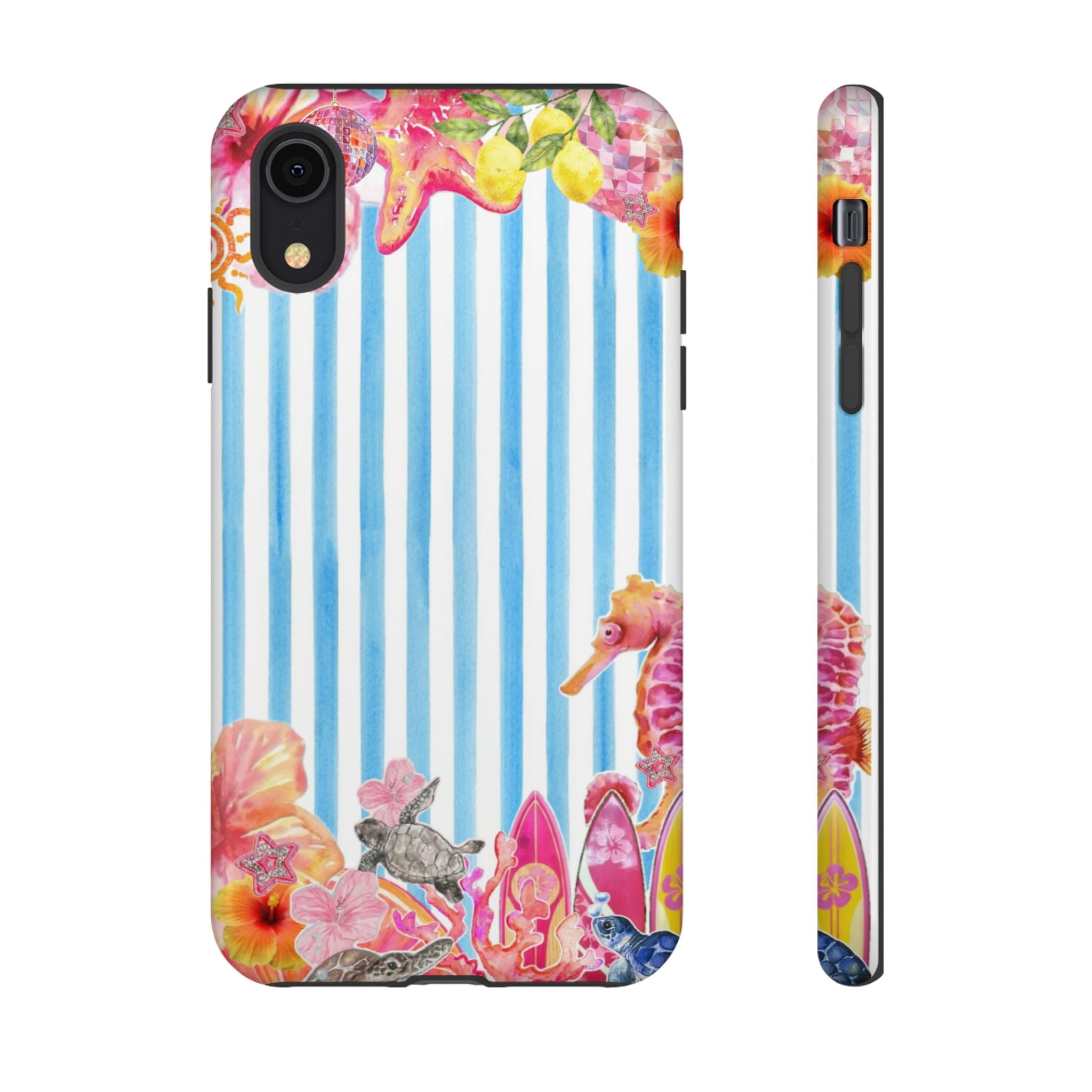 Beach Blue Striped Tough Phone Case