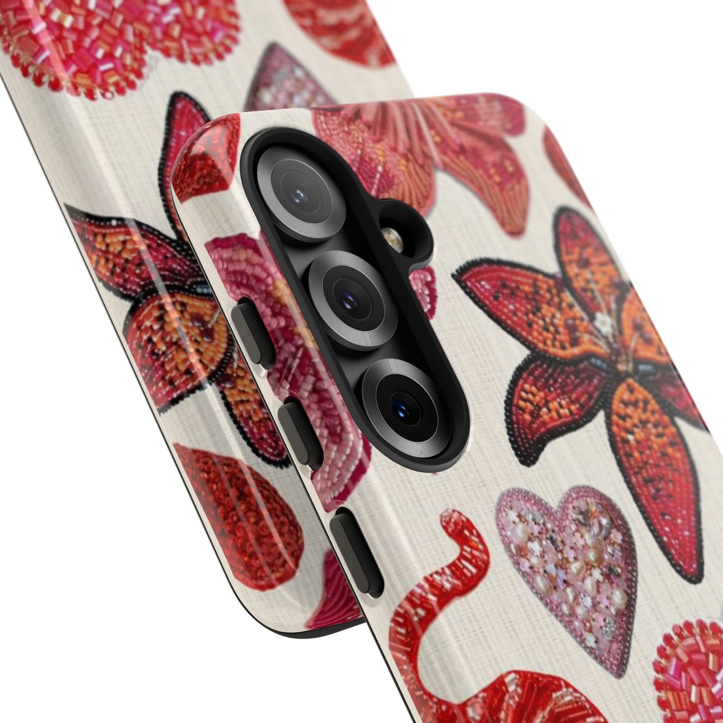 Floral & Heart Pattern Tough Case