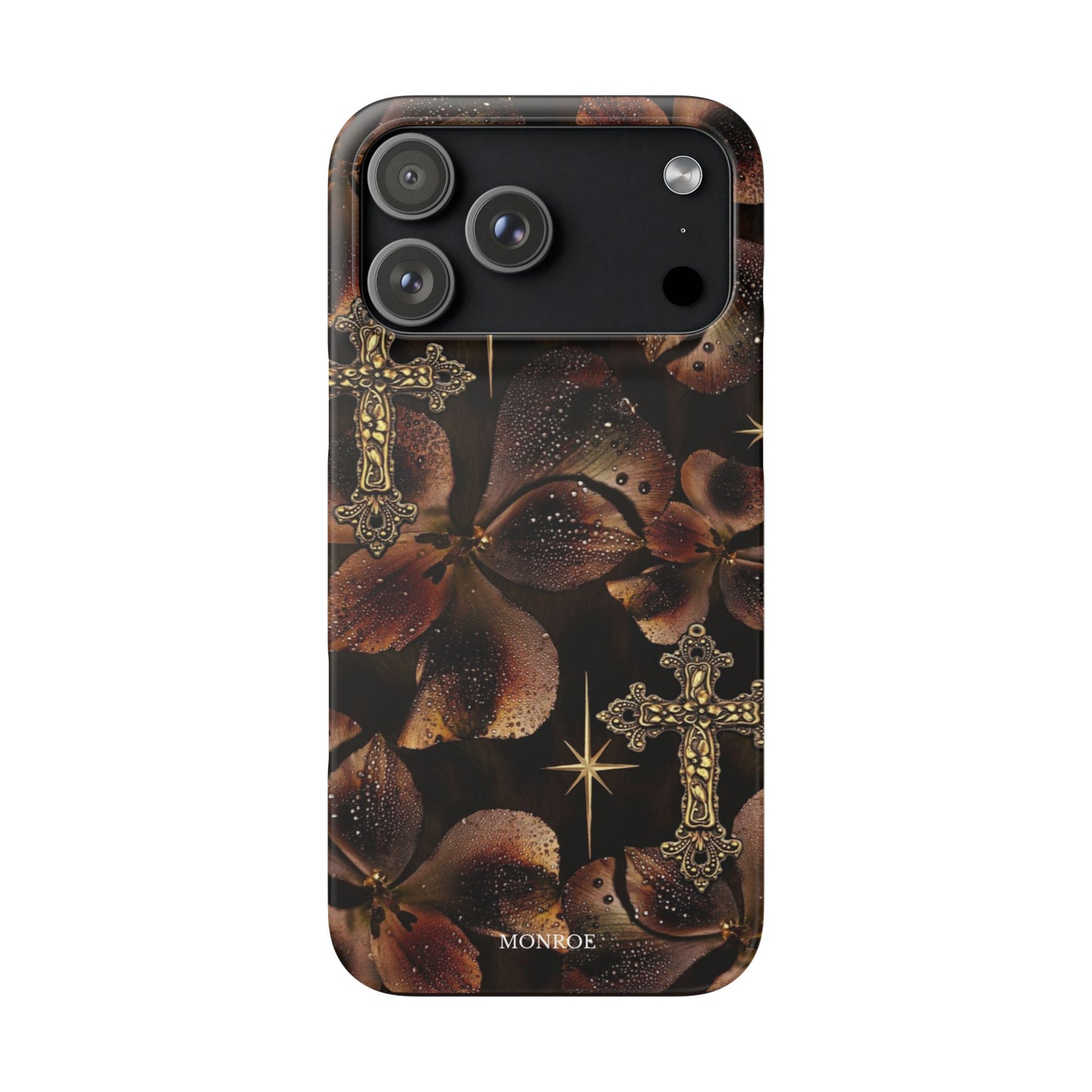 Brown Floral Cross Case