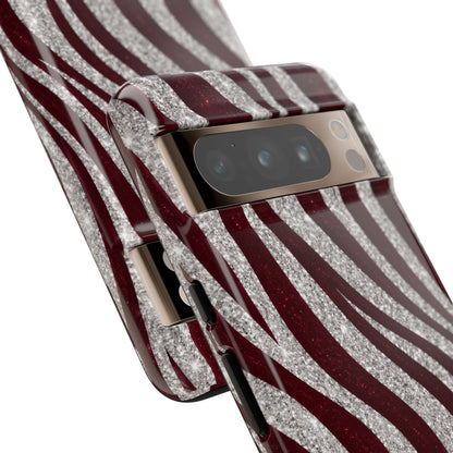 Burgundy Zebra Glitter Tough Case