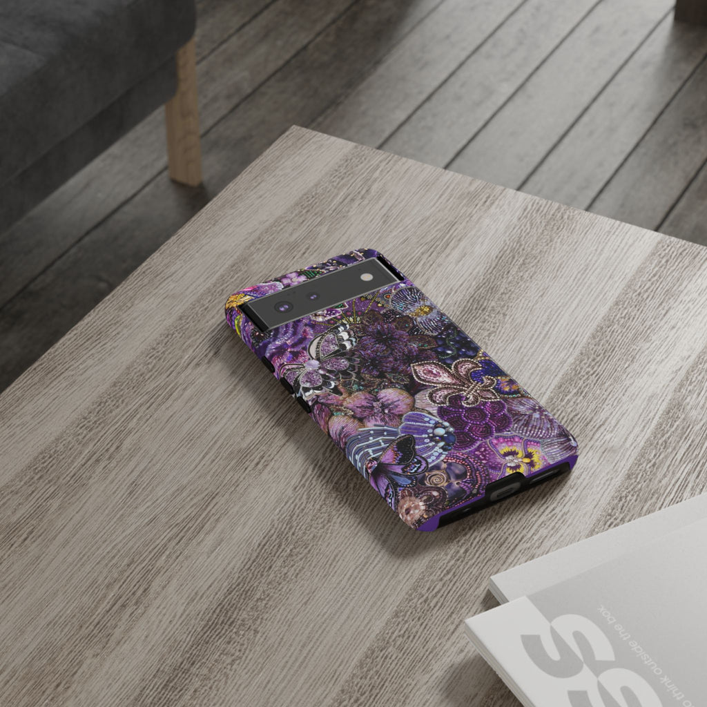 Purple Fleur-de-Lis Floral Tough Phone Case