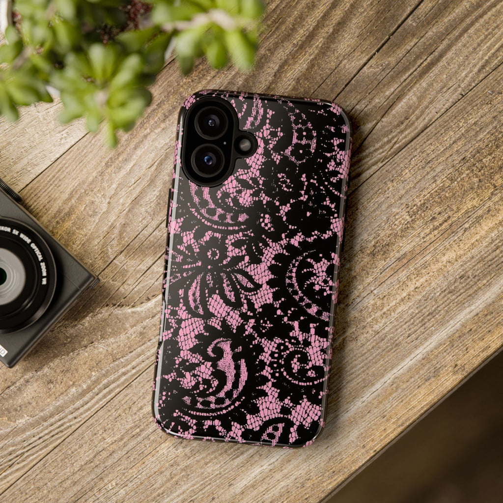 Pink Lace Pattern Tough Phone Case