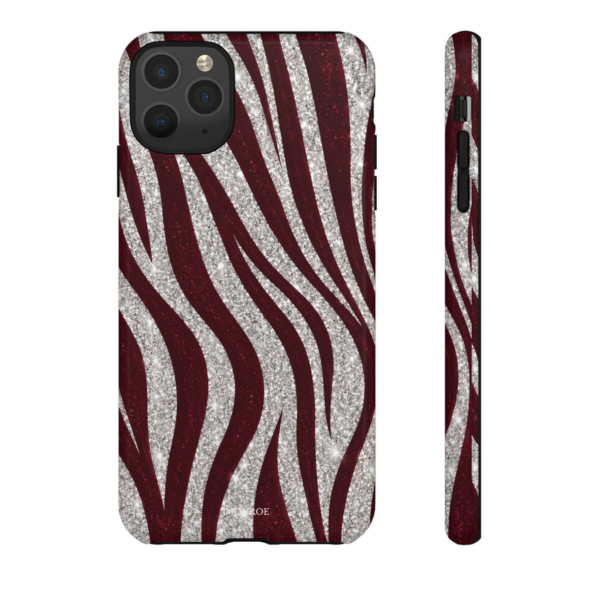 Burgundy Zebra Glitter Tough Case