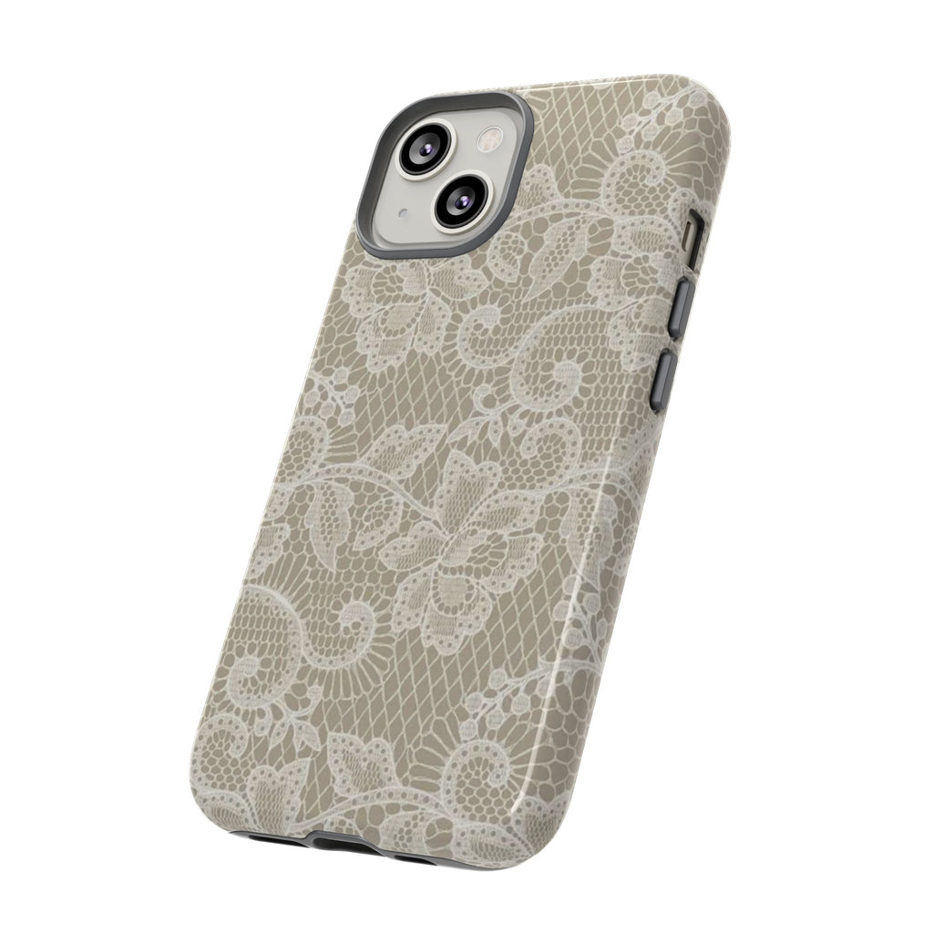 White Lace Pattern Tough Phone Case