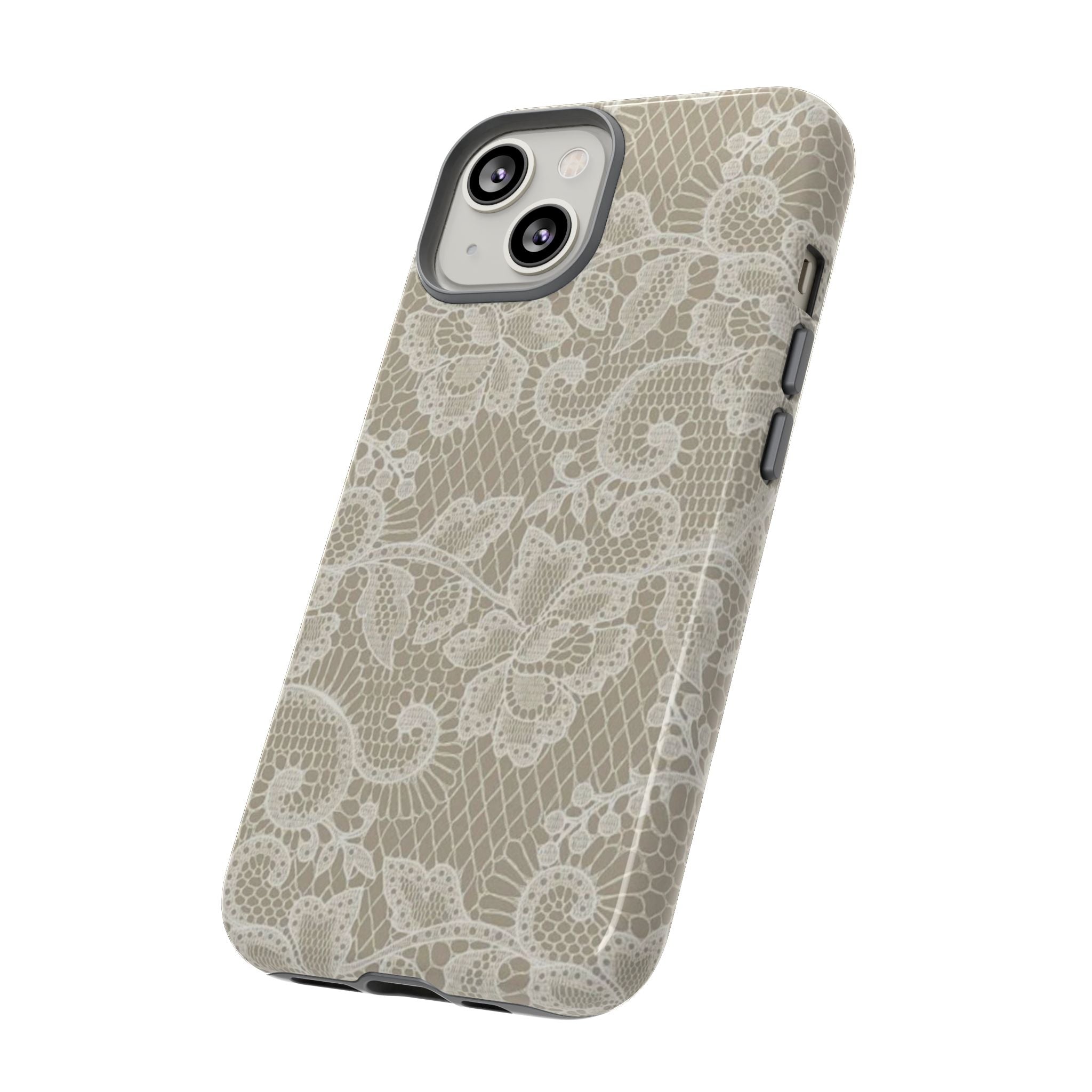 White Lace Pattern Tough Phone Case