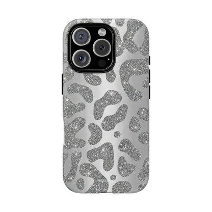 Silver Glitter Leopard Tough Case