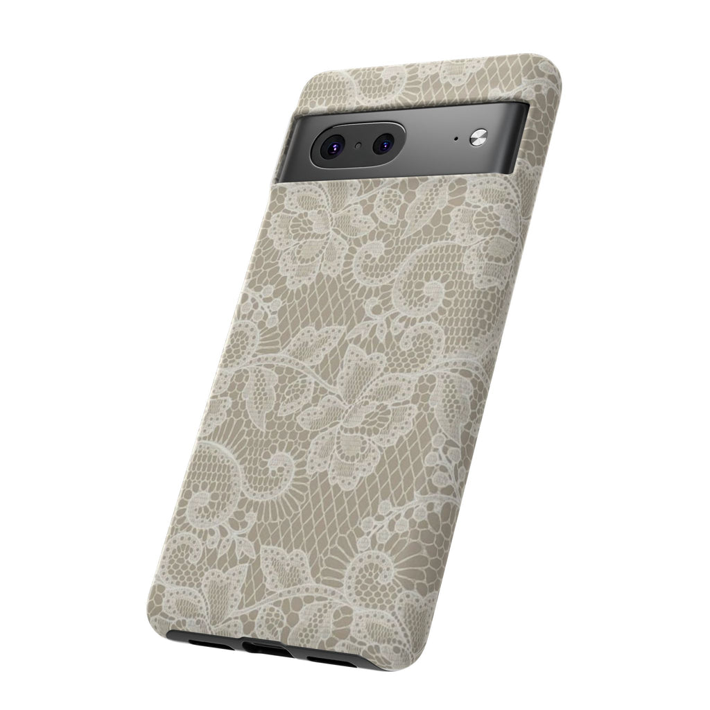 White Lace Pattern Tough Phone Case