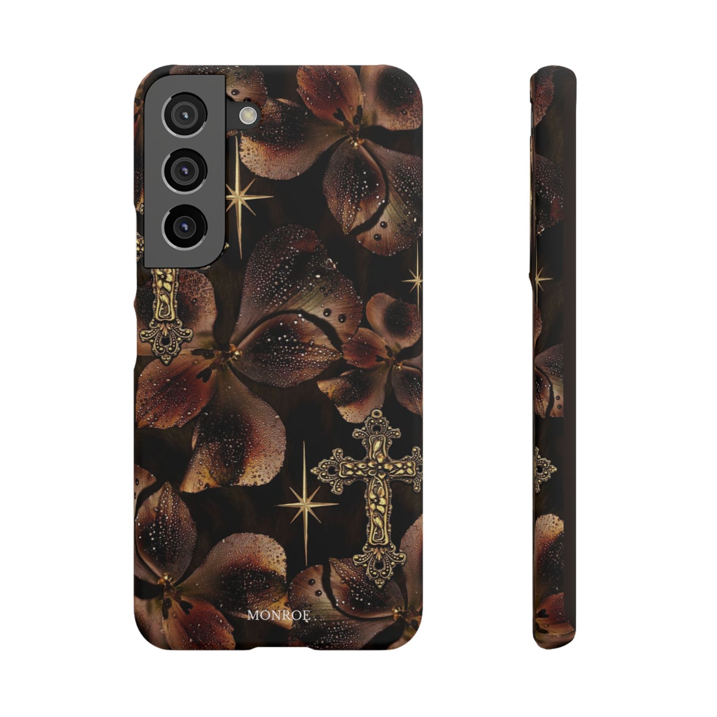 Brown Floral Cross Case