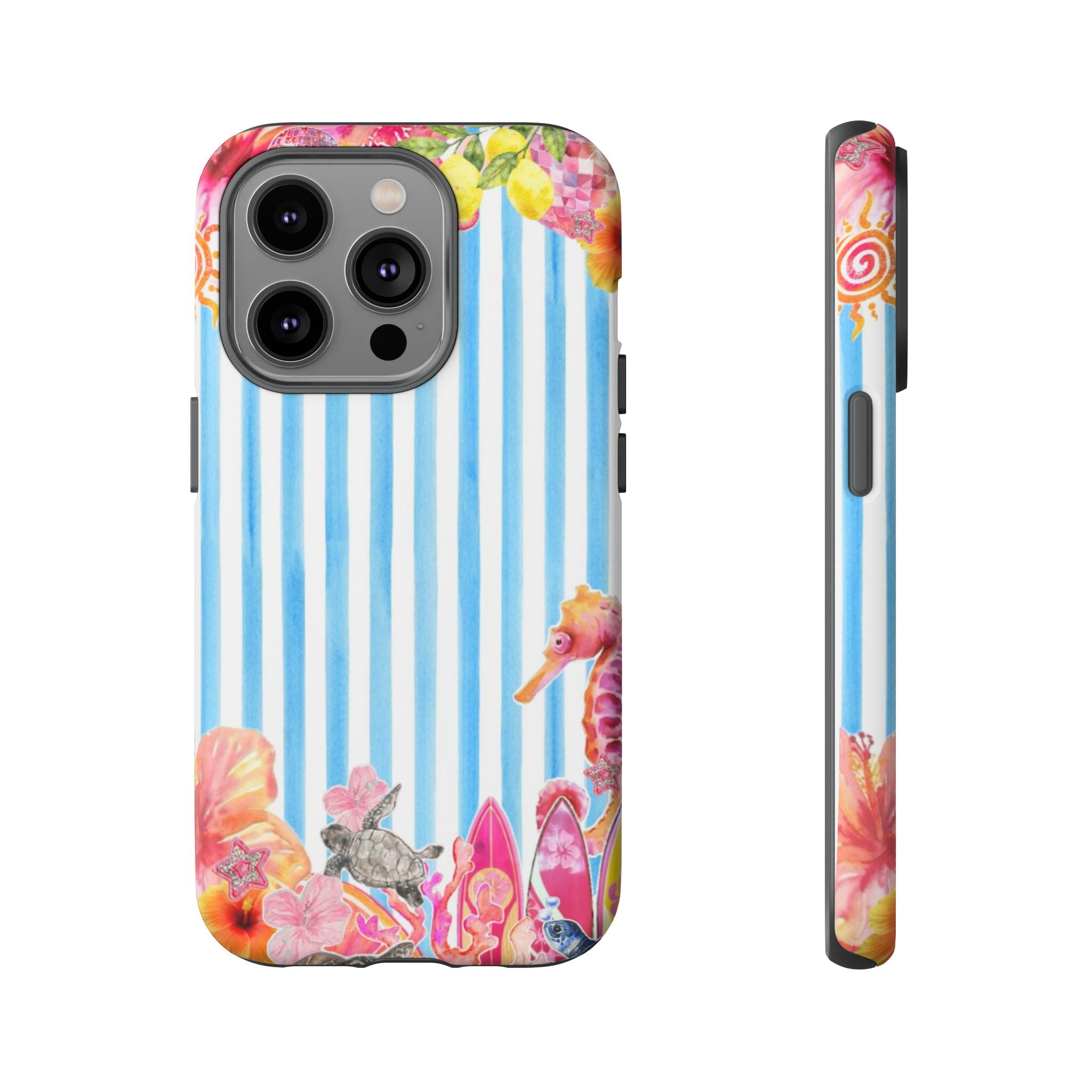 Beach Blue Striped Tough Phone Case