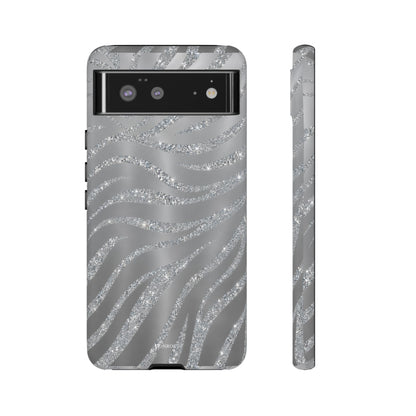 Silver Glitter Zebra Tough Case
