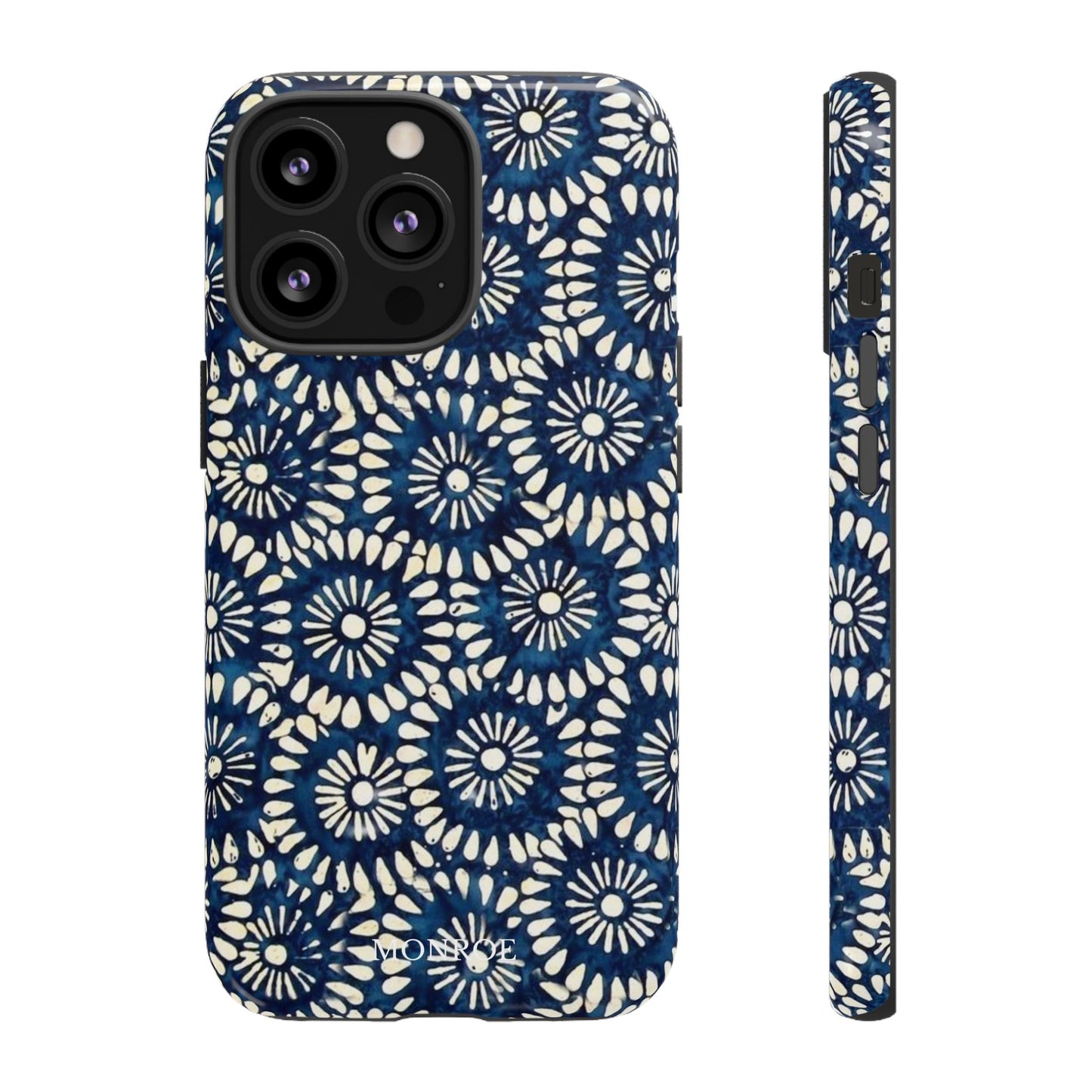 Navy Shibori Floral Tough Phone Case