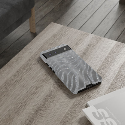 Silver Glitter Zebra Tough Case