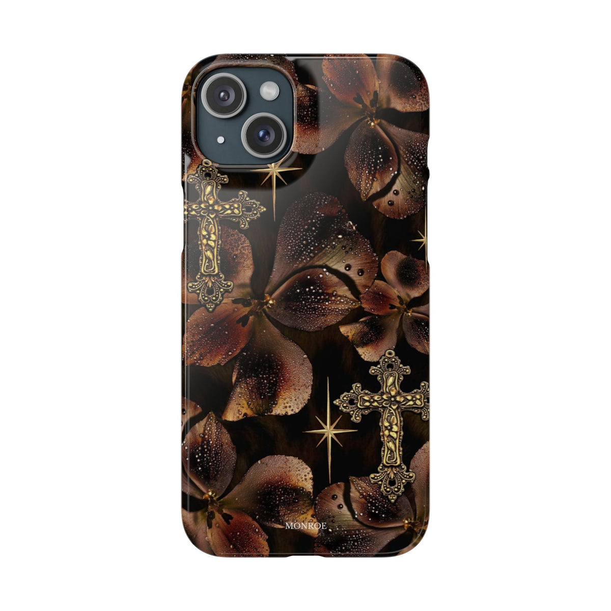 Brown Floral Cross Case