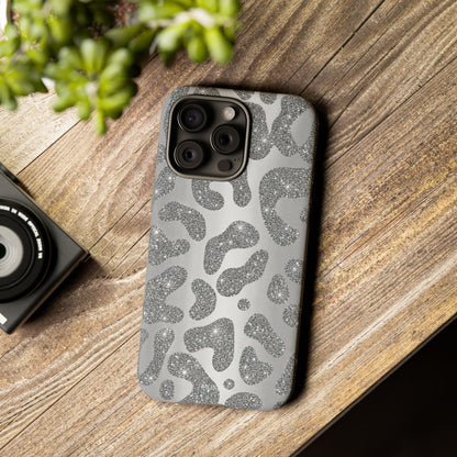 Silver Glitter Leopard Tough Case
