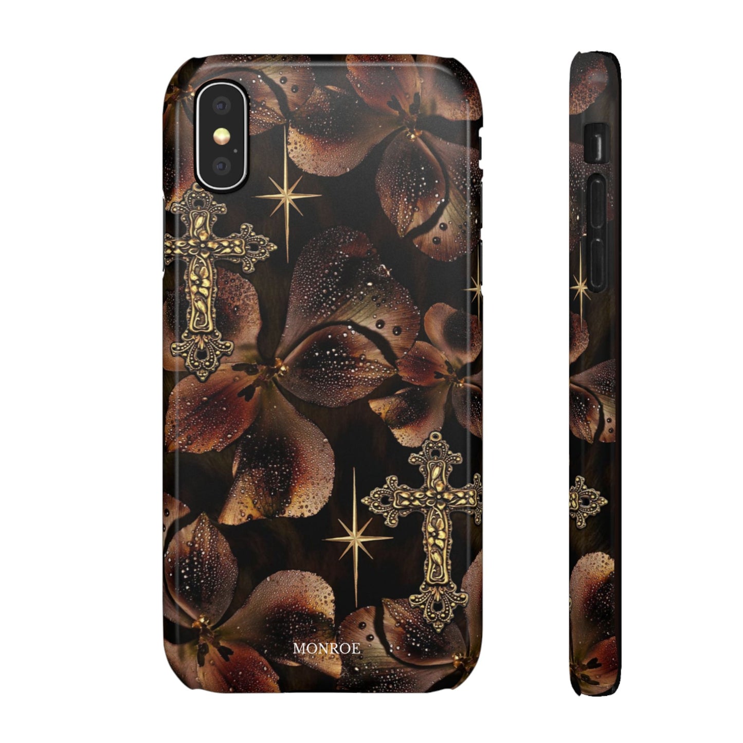 Brown Floral Cross Case