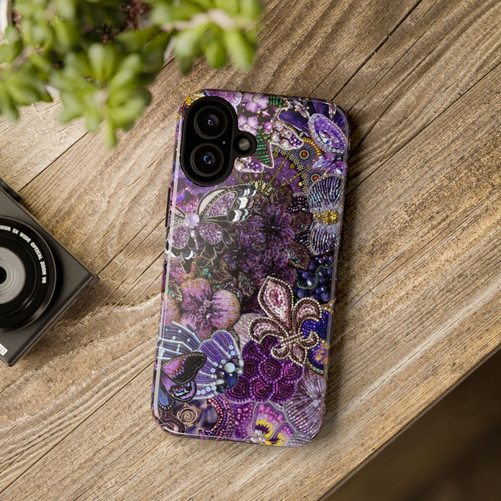 Purple Fleur-de-Lis Floral Tough Phone Case