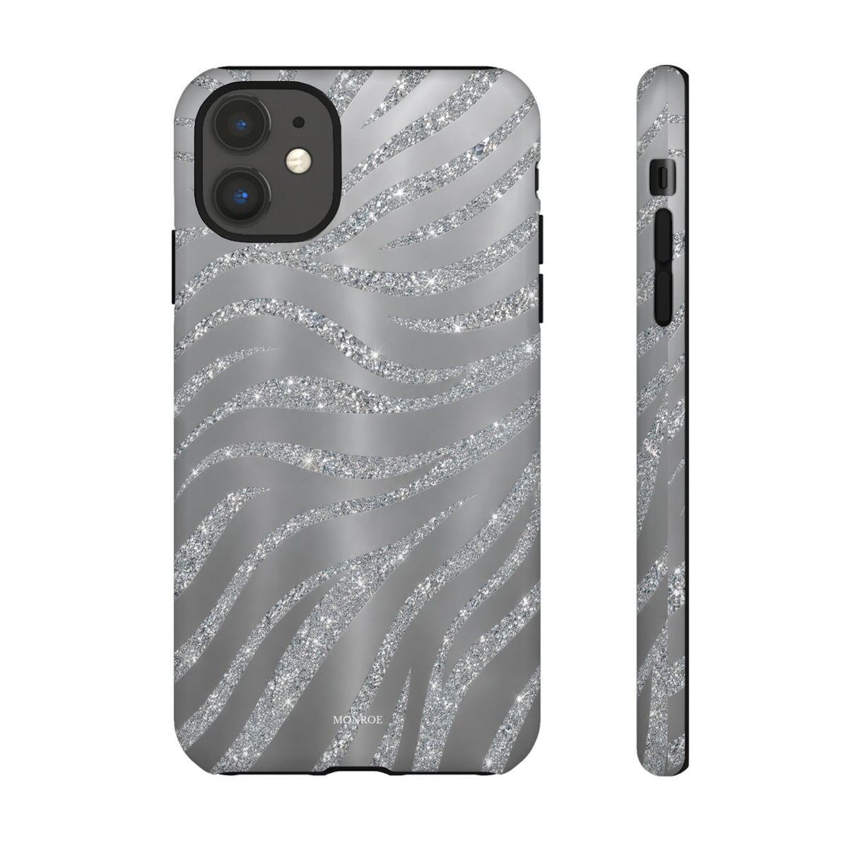 Silver Glitter Zebra Tough Case