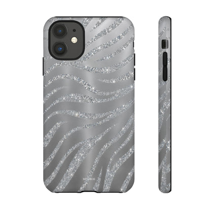 Silver Glitter Zebra Tough Case
