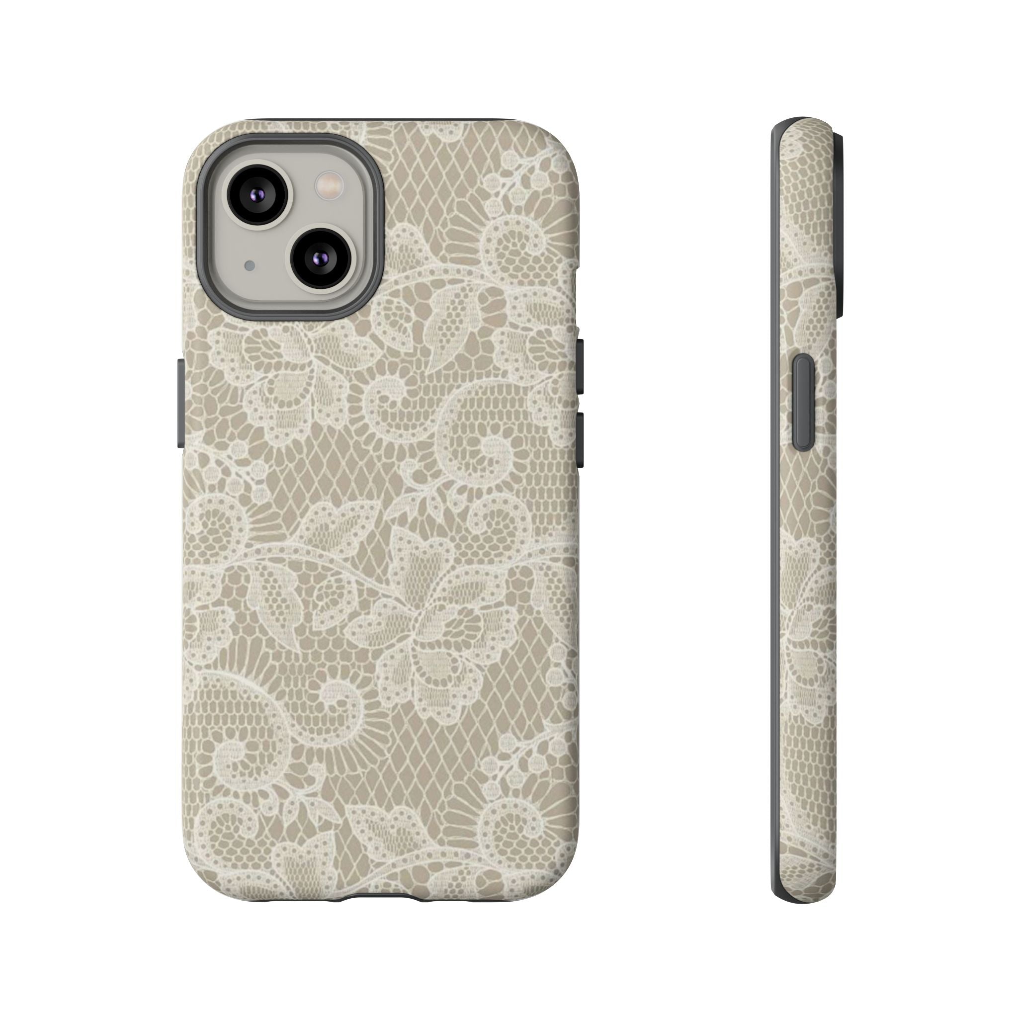 White Lace Pattern Tough Phone Case