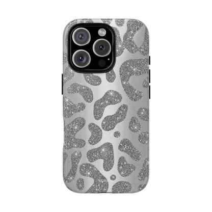 Silver Glitter Leopard Tough Case
