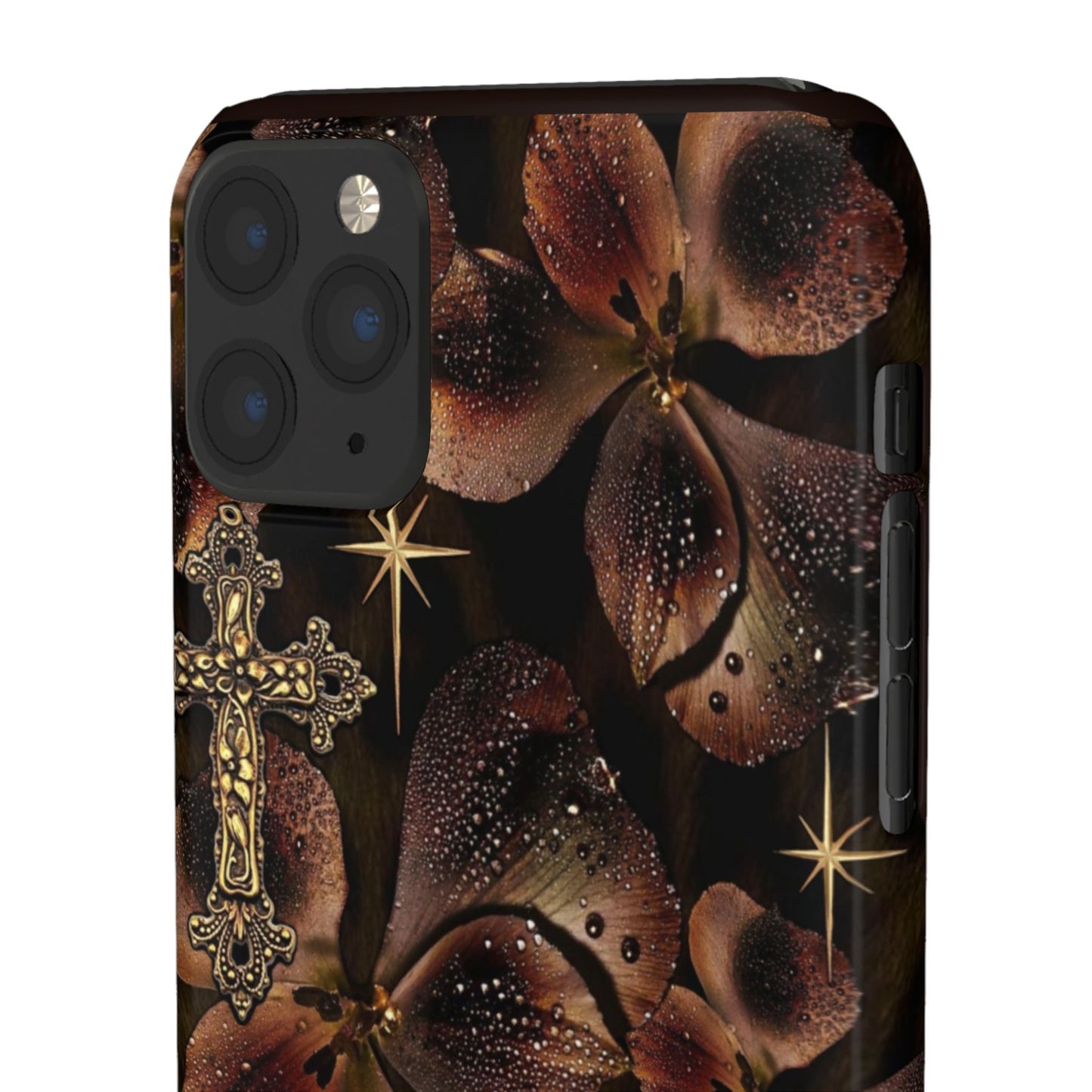 Brown Floral Cross Case