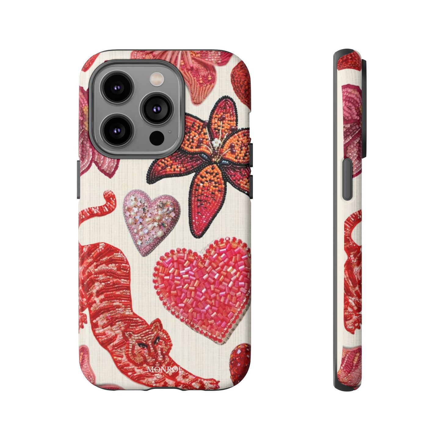 Floral & Heart Pattern Tough Case